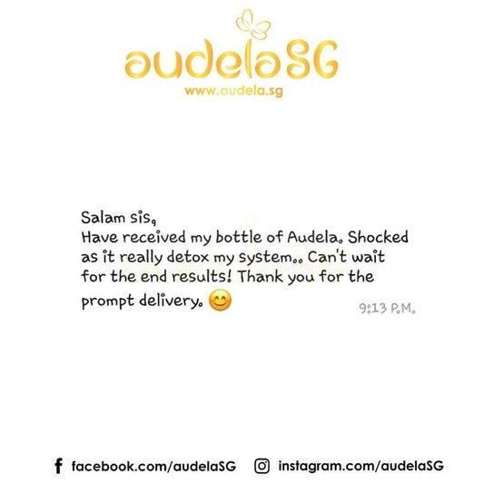 Have received my bottle of Audela. Shocked as it really detox my system.. Can't wait for the end results :)